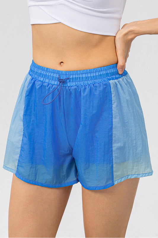 Pantalones cortos deportivos con cordón y bloques de color