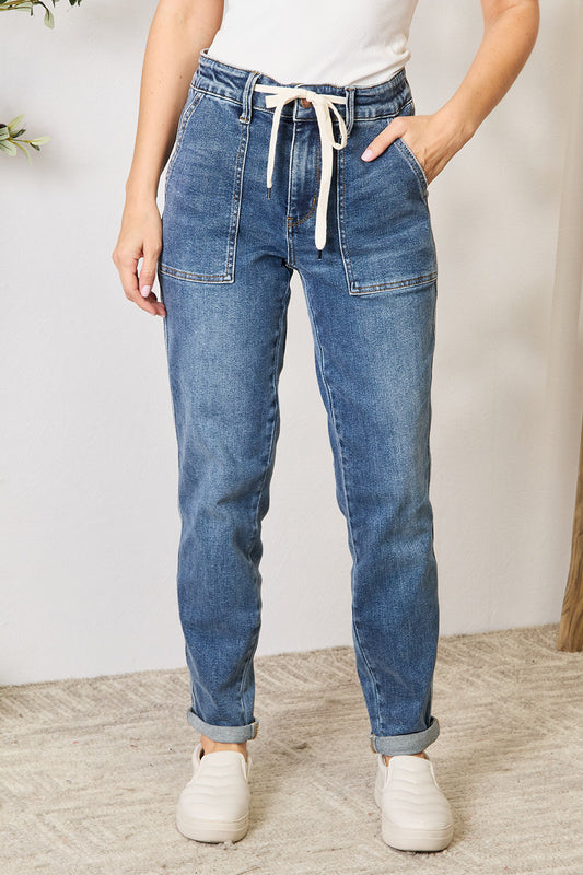 Judy Blue Full Size High Waist Drawstring Denim Jeans