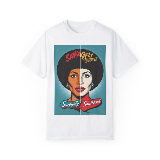 Split Face Unisex T-Shirt - Savagely Snatched My Afro Is Power Tee