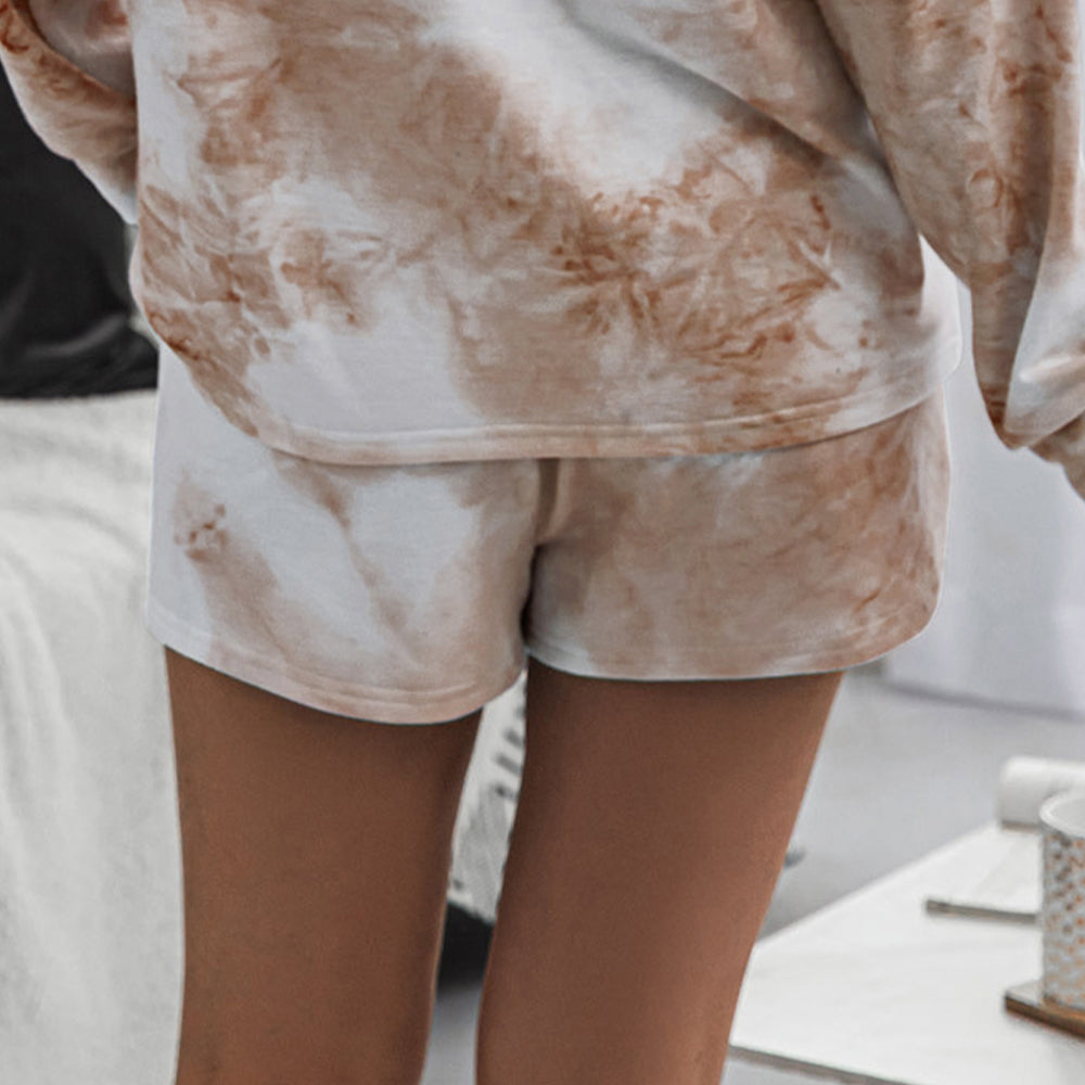 Pantalones cortos con cordón y bolsillos con efecto tie-dye