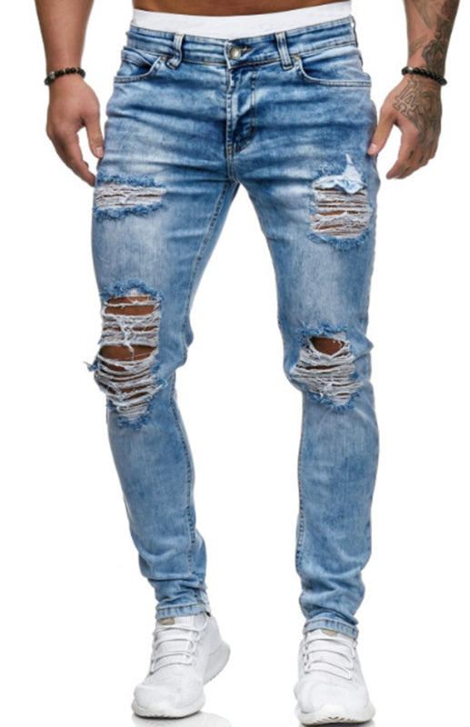 Men's Fashion Frayed Slim Fit Long Jeans