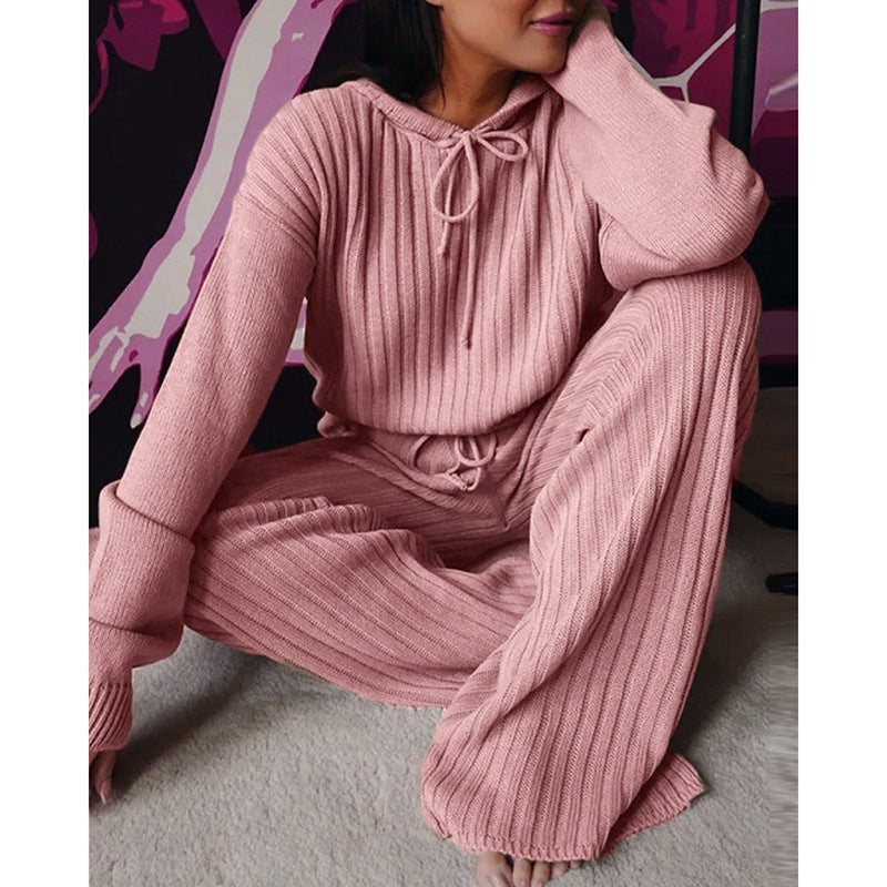 Conjunto informal de manga larga con capucha y holgado para mujer 