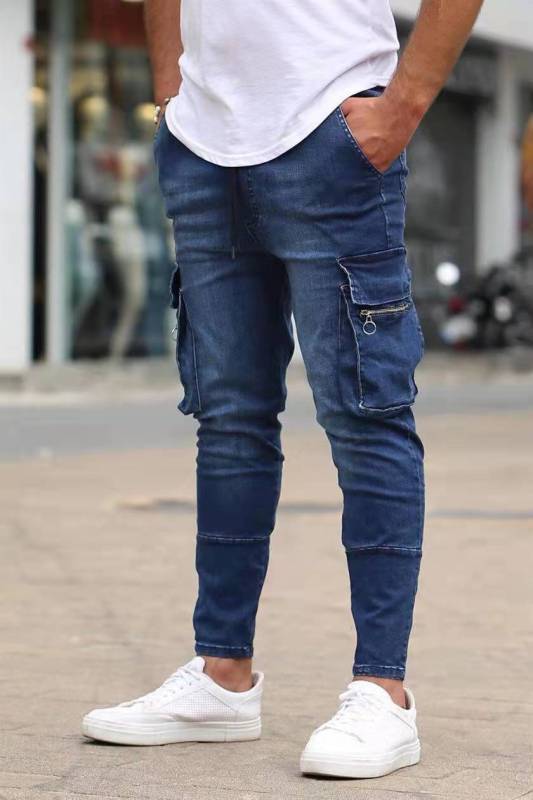 Men's trendy fashion all-match cargo jeans