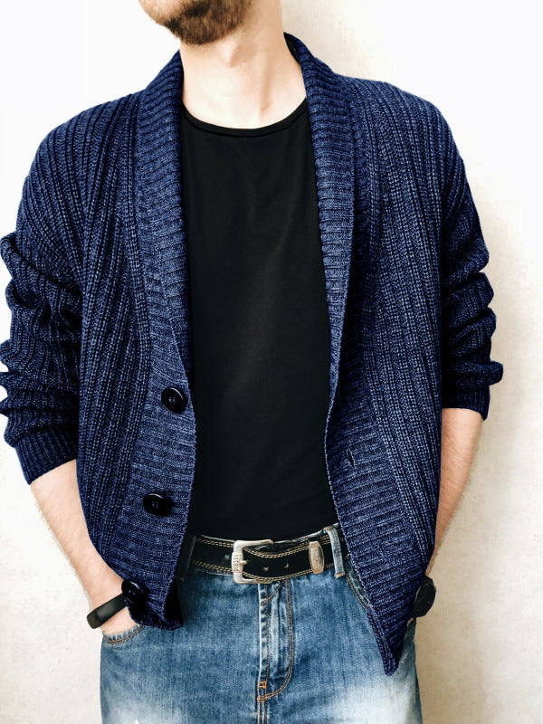 Men's Solid Color Single Breasted Casual Knit Cardigan