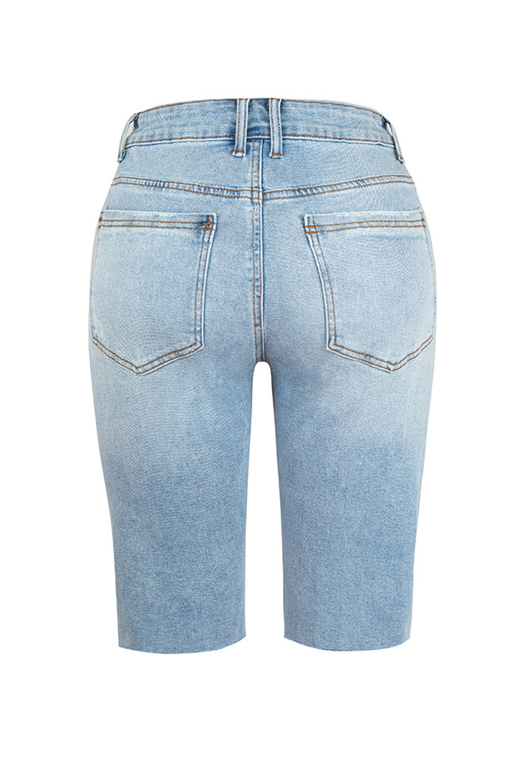 Pantalones cortos de mezclilla desgastados con bolsillos