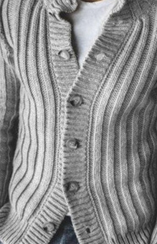 Chaqueta de suéter de manga larga con solapa de suéter de punto de un solo pecho informal para hombres 