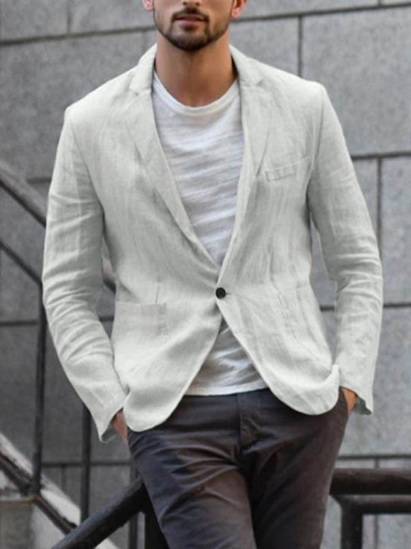 Men's Linen Cotton Loose Comfortable Solid Color Boutique Thin Casual Blazer