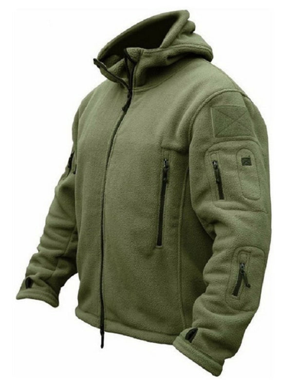 Chaqueta de lana con forro cálido para exteriores para hombre, chaqueta a prueba de frío, chaqueta con capucha de Color sólido con capucha para viento 