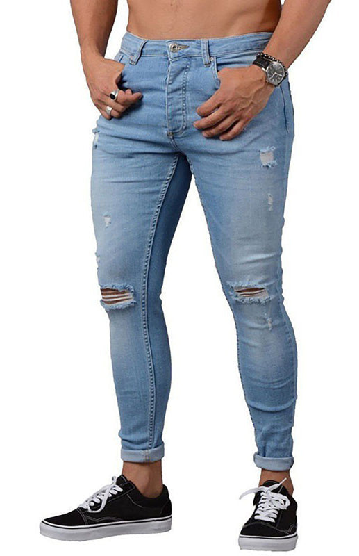 Men's Fashion Frayed Slim Fit Long Jeans