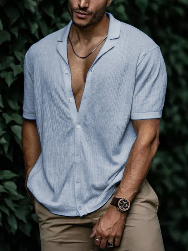 Camisa casual de manga corta de punto suelto 