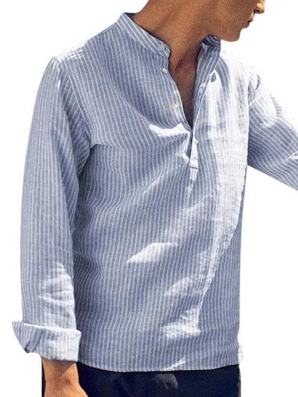 Men's Casual Striped Cotton Linen Comfortable Breathable Shirt