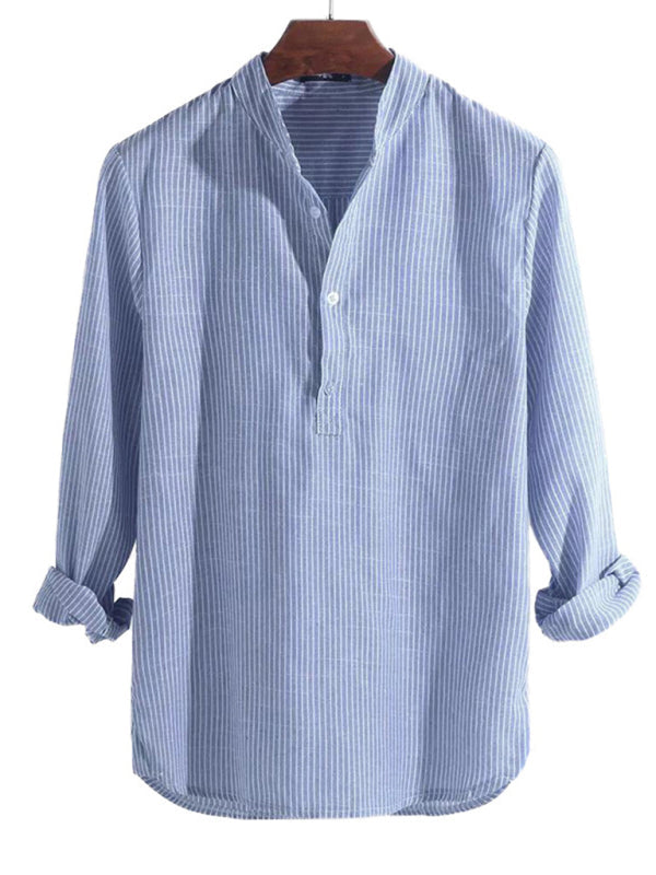 Men's Casual Striped Cotton Linen Comfortable Breathable Shirt