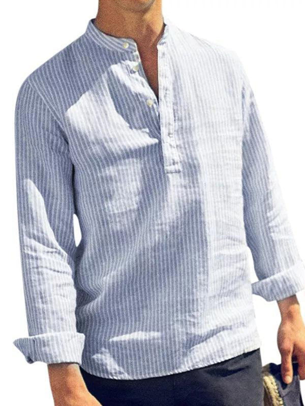 Men's Casual Striped Cotton Linen Comfortable Breathable Shirt