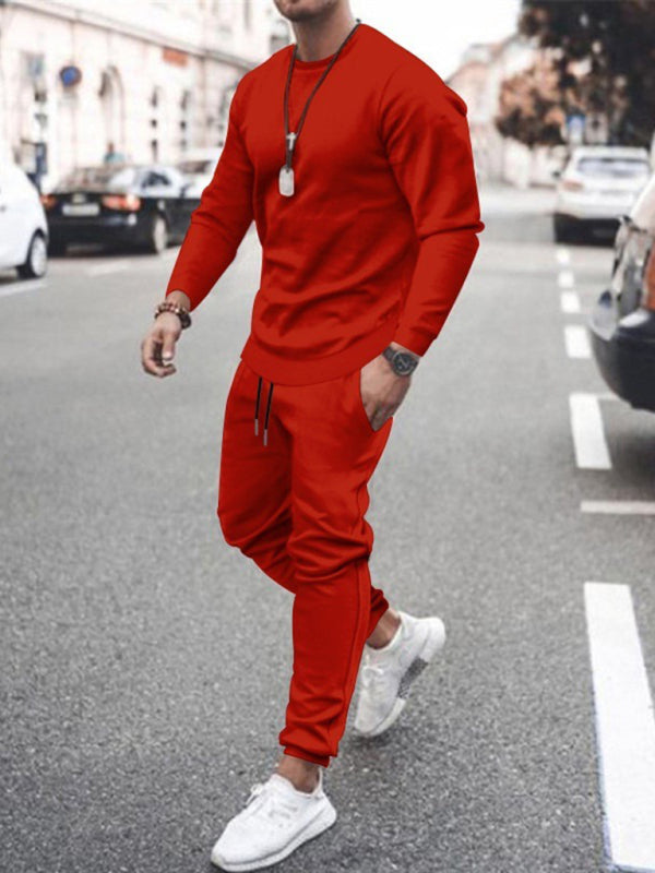 Traje casual de manga larga traje deportivo de moda de color sólido para hombres 
