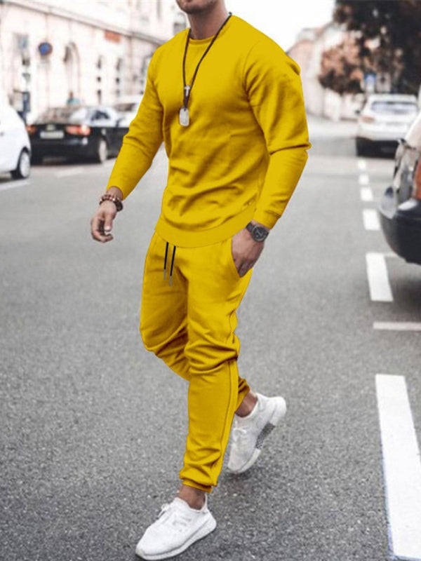 Traje casual de manga larga traje deportivo de moda de color sólido para hombres 