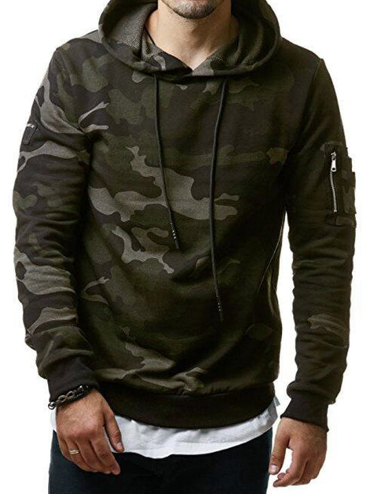 Men's camouflage pocket long-sleeved hoodie