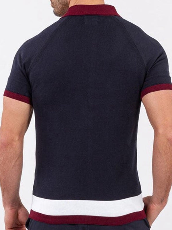 Camisa de manga corta con botones en contraste de colores para hombre 