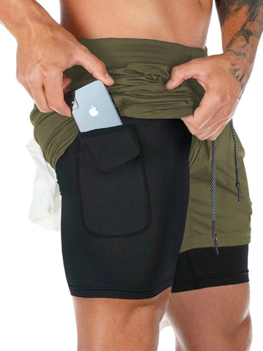 Men's athleisure fake two-piece shorts