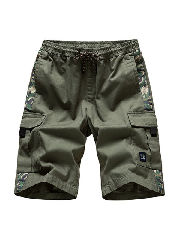 Pantalones cortos cargo con bolsillo con cordón y cintura elástica para hombre 