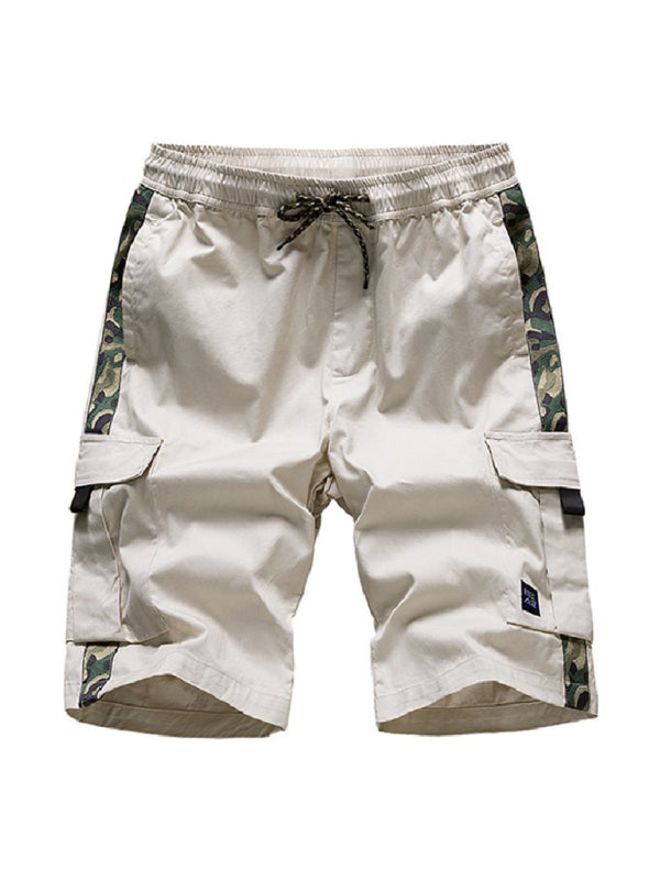 Pantalones cortos cargo con bolsillo con cordón y cintura elástica para hombre 