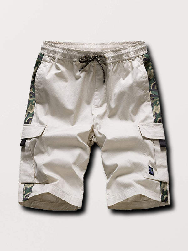 Pantalones cortos cargo con bolsillo con cordón y cintura elástica para hombre 