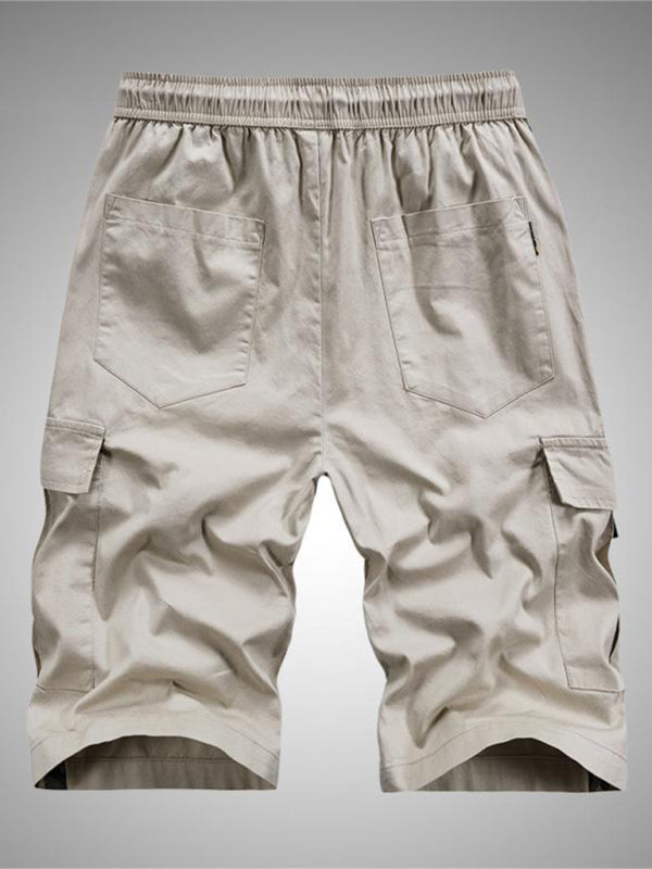 Men's Elastic Waist Drawstring Pocket Cargo Shorts