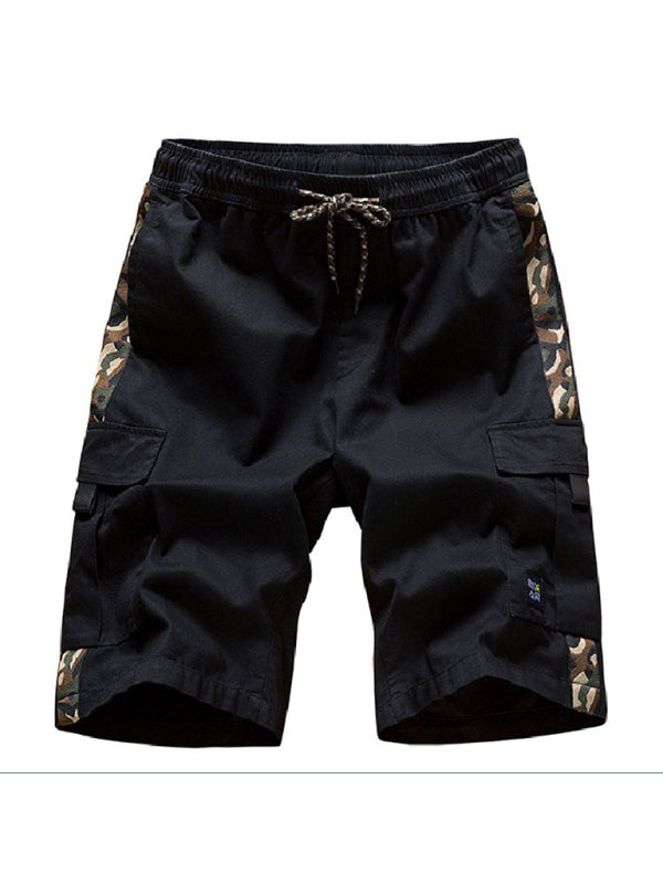 Pantalones cortos cargo con bolsillo con cordón y cintura elástica para hombre 