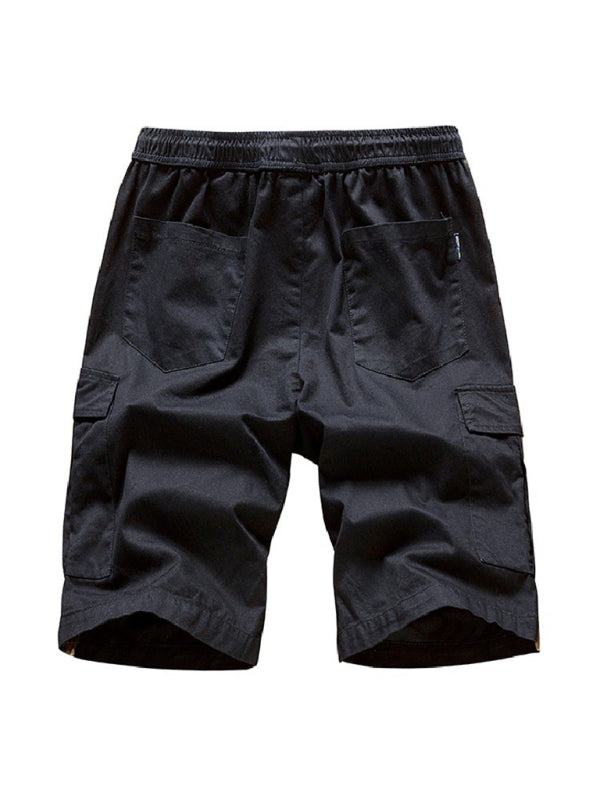 Pantalones cortos cargo con bolsillo con cordón y cintura elástica para hombre 