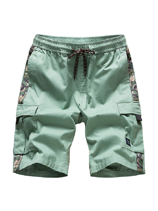 Pantalones cortos cargo con bolsillo con cordón y cintura elástica para hombre 