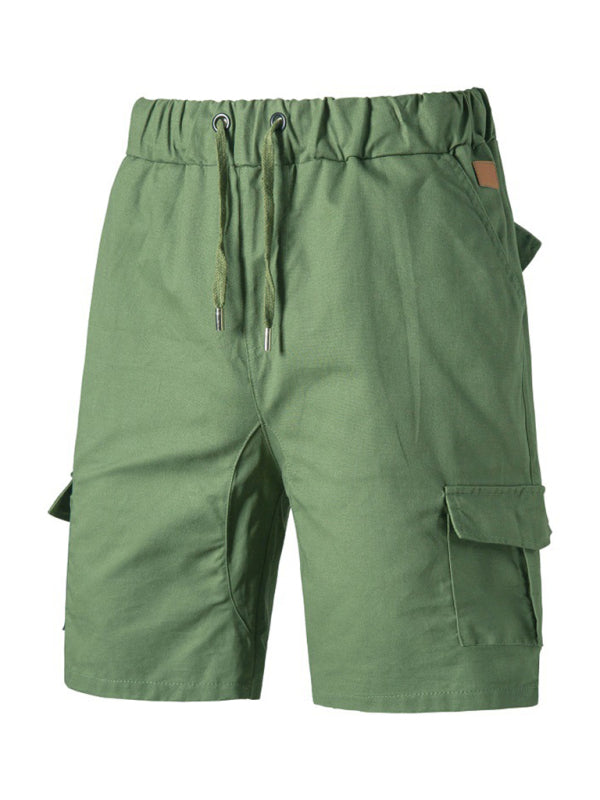 Pantalones cortos cargo de punto doble de color liso para hombre 