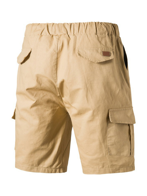 Pantalones cortos cargo de punto doble de color liso para hombre 