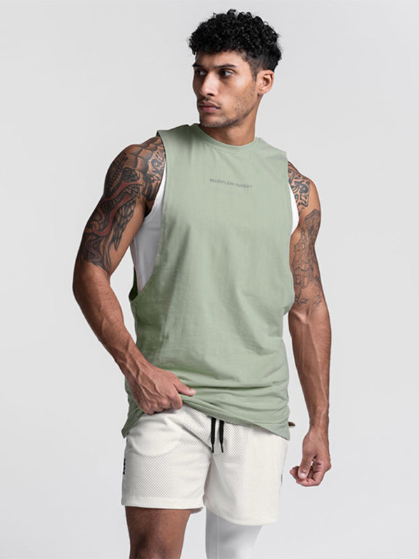 Camiseta sin mangas básica de color liso para hombre 