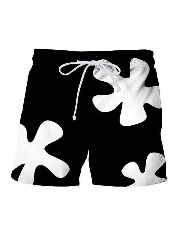 Men's Tropical Print Hawaiian Beach Shorts