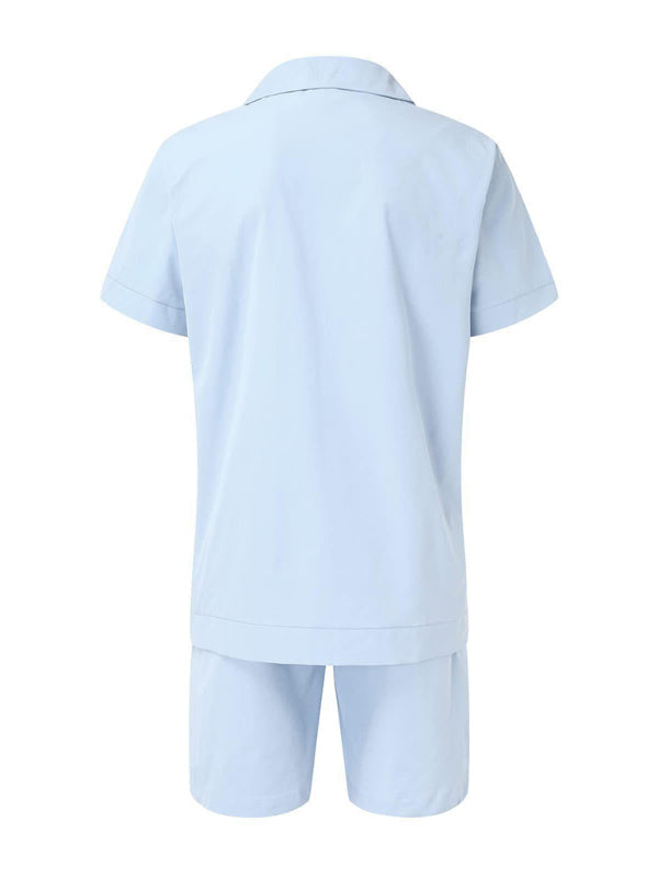 Conjunto de camisa de hombre casual suelta de lino de pantalones cortos de manga corta de deportes simples 