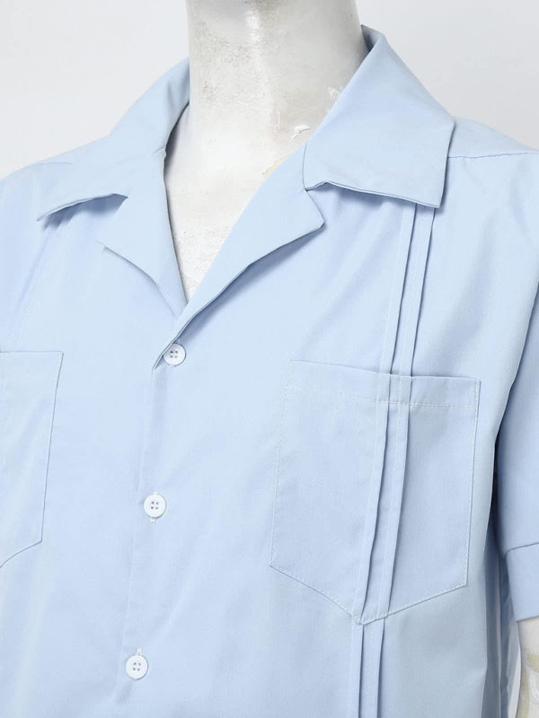 Conjunto de camisa de hombre casual suelta de lino de pantalones cortos de manga corta de deportes simples 