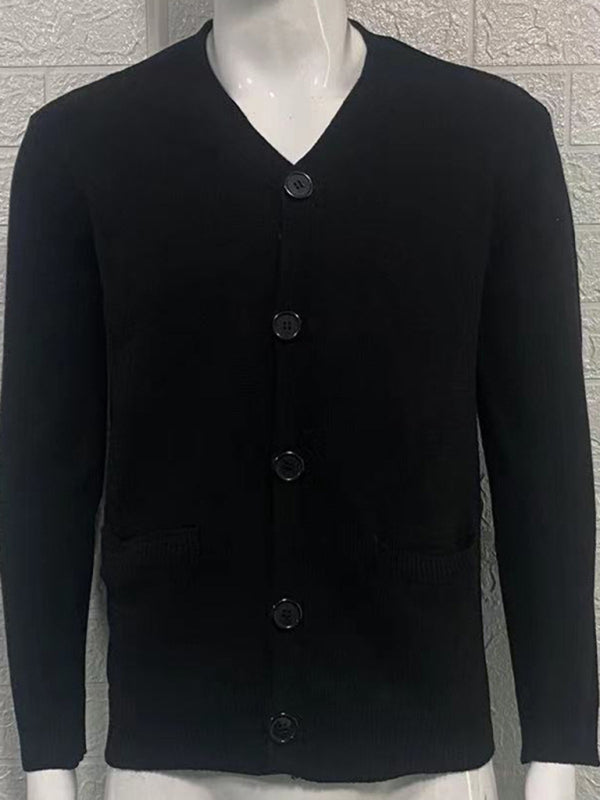 Men's V-neck long-sleeved slim cardigan jacket