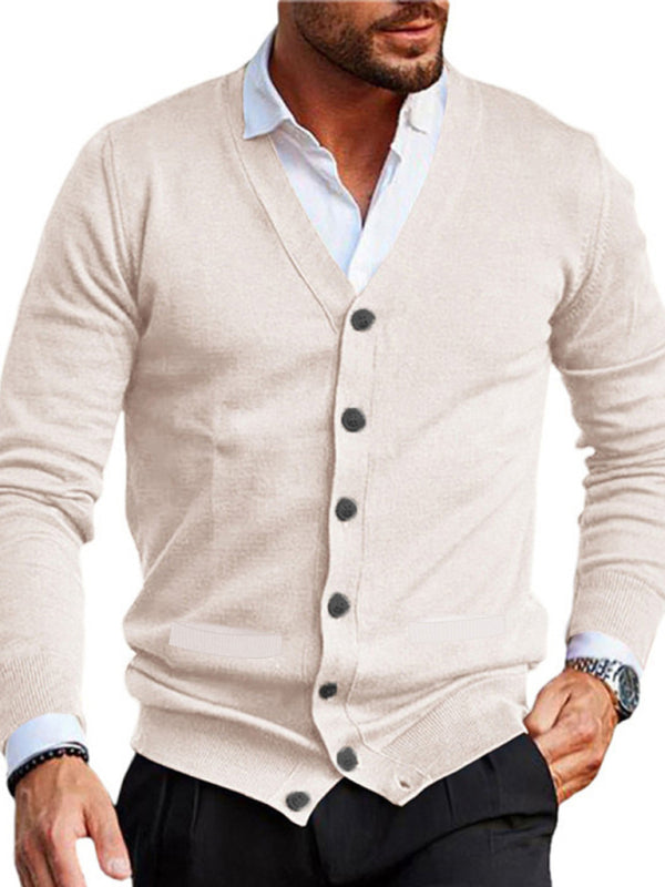 Men's V-neck long-sleeved slim cardigan jacket