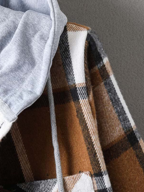 Chaqueta informal con capucha y cuadros para hombre 
