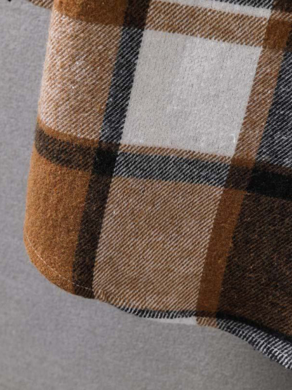 Chaqueta informal con capucha y cuadros para hombre 