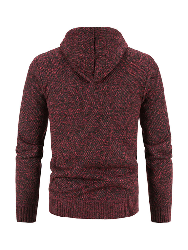 Men's casual knitted hooded zipper jacket