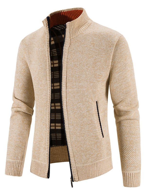 Men's casual stand collar knitted jacket