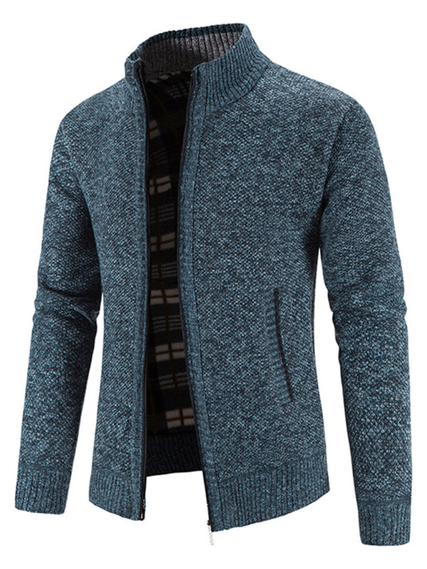 Men's casual stand collar knitted jacket