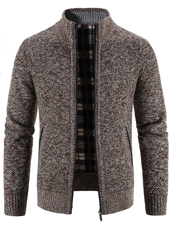 Men's casual stand collar knitted jacket