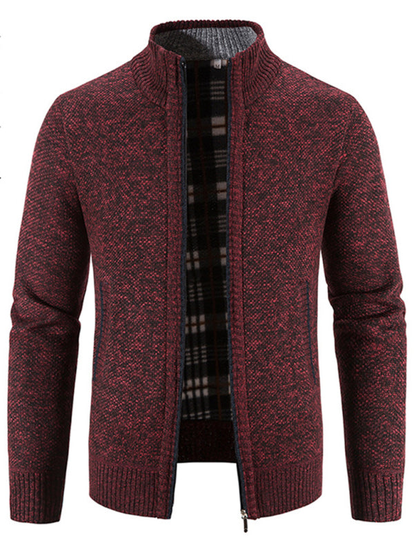 Men's casual stand collar knitted jacket