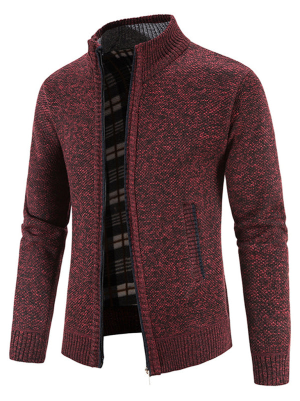 Men's casual stand collar knitted jacket