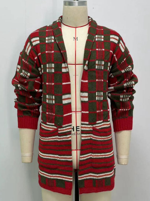 Men's new fashion plaid knitted cardigan