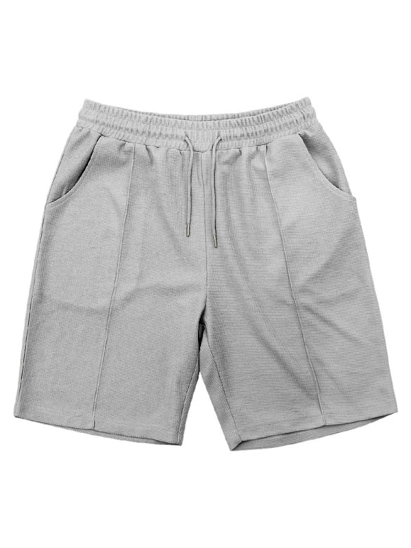 Men's new casual solid color shorts short sleeve suit