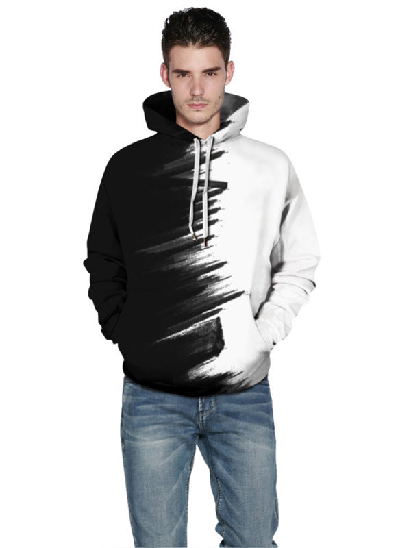 Sudadera con capucha con estampado digital casual de moda para hombre 