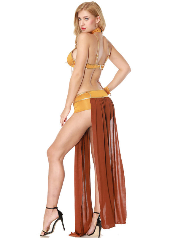 Disfraz de reina del baile de Halloween con falda larga para mujeres europeas y americanas 