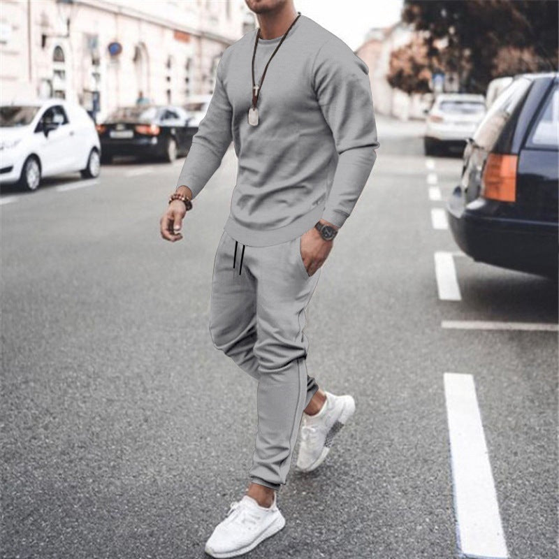 Traje casual de manga larga traje deportivo de moda de color sólido para hombres 